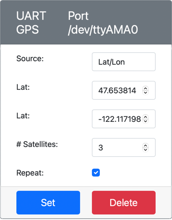 The GPS sensor with lat lon selected