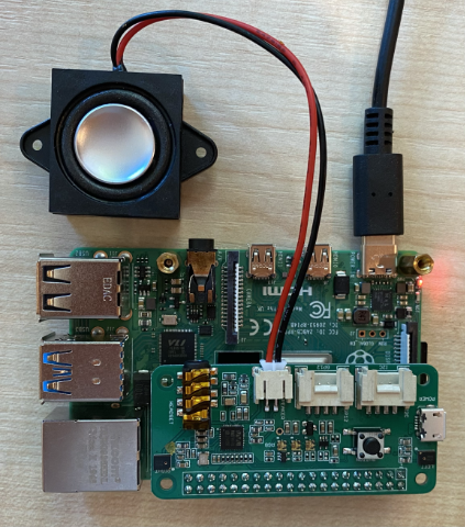 A raspberry pi with a ReSpeaker hat