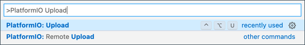 コマンドパレットのPlatformIOアップロードオプション