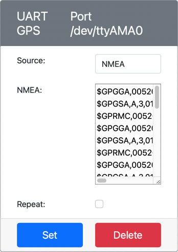 設置了 NMEA 語句的 GPS 傳感器